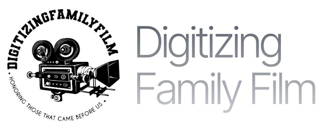 Vintage camera logo, Digitizing Family Film text